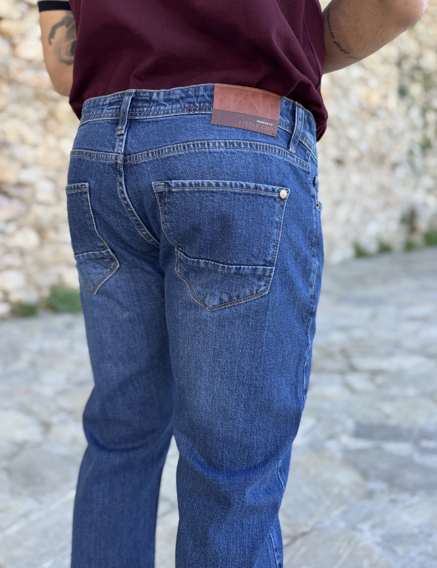 Ανδρικό μπλε τζιν ελαστικό σε ίσια γραμμή με φερμουάρ Plus Size LC17253 φωτογραφία